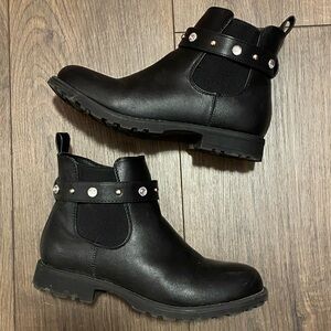 Black Ankle Boots with Studded Strap